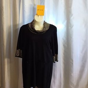 Cowl neck sweater knit dress in 1X STUDIO ONE